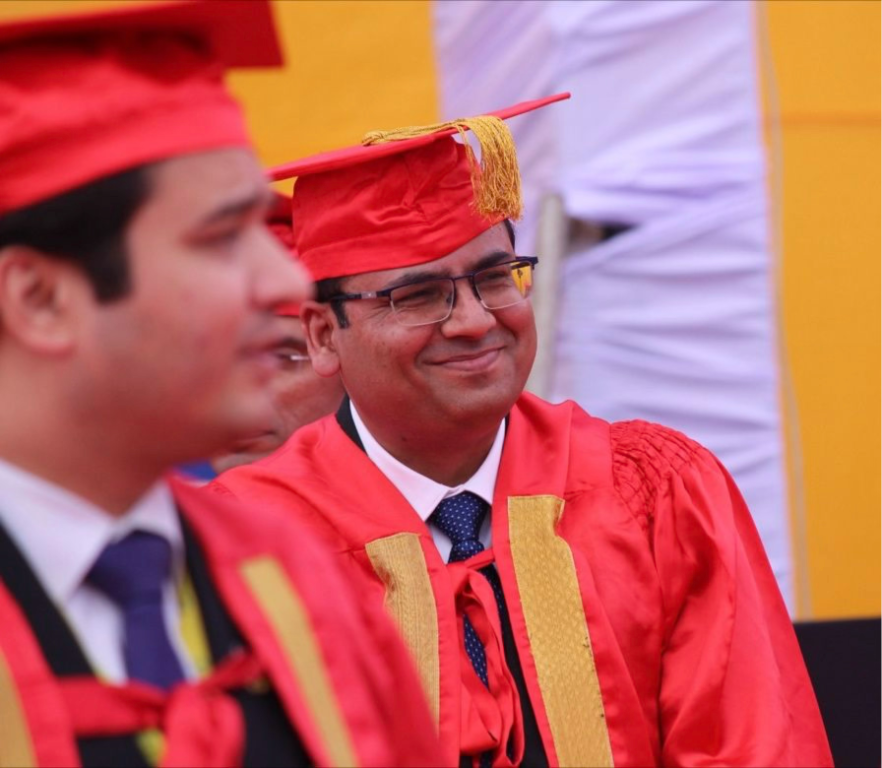 Dr Ajay Rana at convocation ceremony in academic regalia