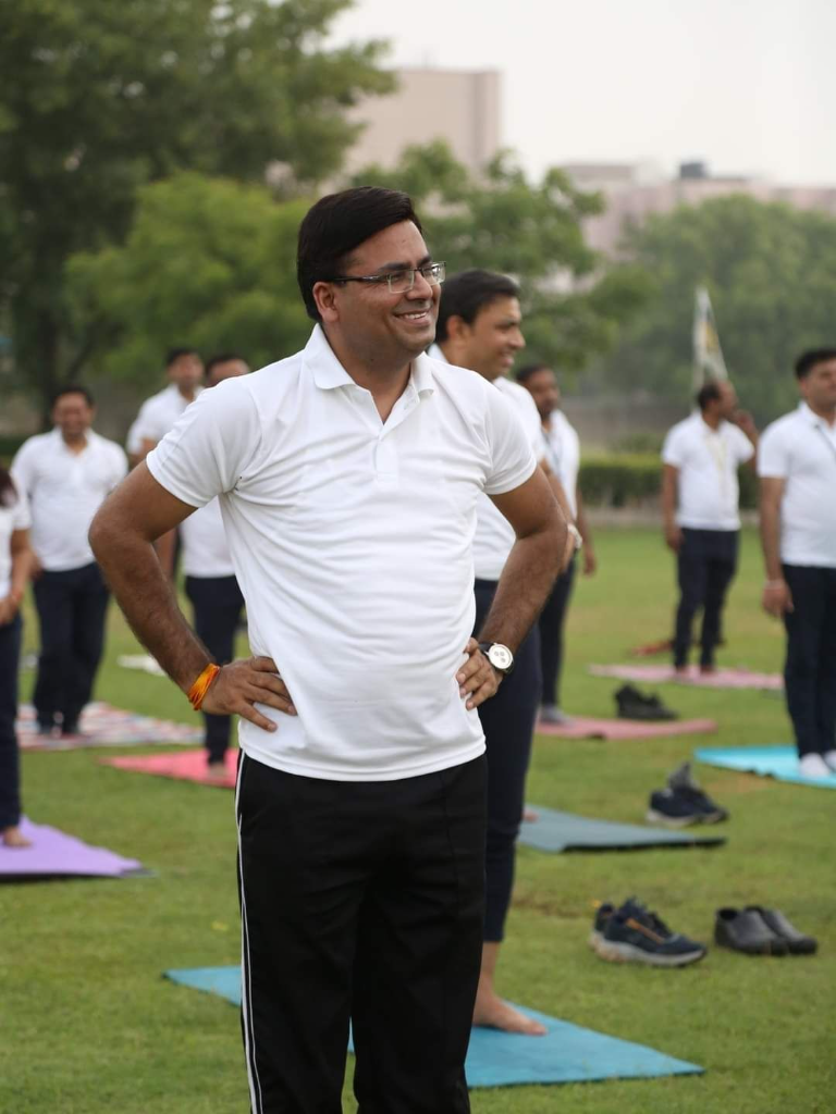 Dr Ajay Rana participating in a yoga session